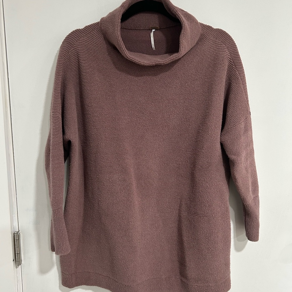 Free People Ottoman Slouchy Ribbed Tunic Sweater Size Small Purple